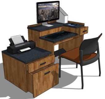 办公桌椅电脑办公设备SU模型下载_sketchup草图大师SKP模型