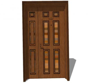 实木子母门SU模型下载_sketchup草图大师SKP模型