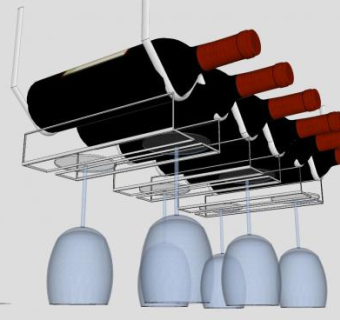 洋酒高脚杯酒架SU模型下载_sketchup草图大师SKP模型