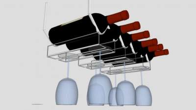 洋酒高脚杯酒架SU模型下载_sketchup草图大师SKP模型