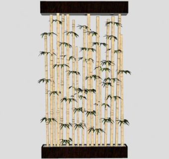 竹子装饰景墙SU模型下载_sketchup草图大师SKP模型