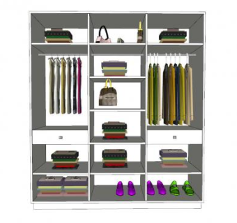 家居型开放式衣柜SU模型下载_sketchup草图大师SKP模型