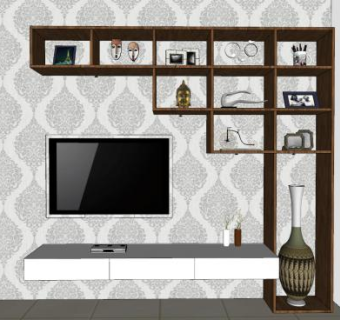 电视柜装饰架SU模型下载_sketchup草图大师SKP模型