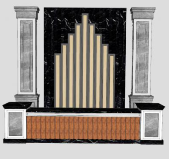 接待处前台形象墙SU模型下载_sketchup草图大师SKP模型
