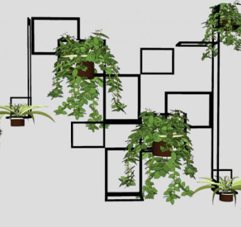 绿化植物墙花架SU模型下载_sketchup草图大师SKP模型