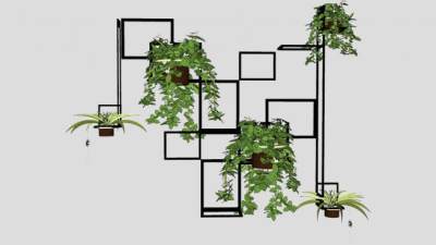 绿化植物墙花架SU模型下载_sketchup草图大师SKP模型