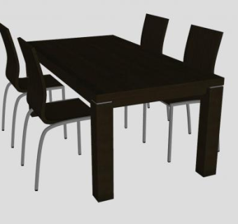 长方形餐桌椅家具SU模型下载_sketchup草图大师SKP模型