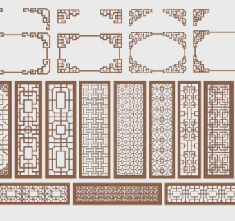 中式窗花槛窗系列SU模型下载_sketchup草图大师SKP模型