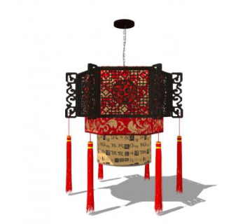 中式风灯笼吊灯SU模型下载_sketchup草图大师SKP模型