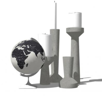 蜡烛台地球仪装饰摆件SU模型下载_sketchup草图大师SKP模型