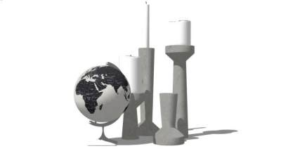 蜡烛台地球仪装饰摆件SU模型下载_sketchup草图大师SKP模型