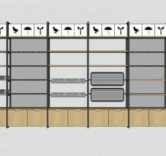联排商货架SU模型下载_sketchup草图大师SKP模型