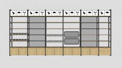 联排商货架SU模型下载_sketchup草图大师SKP模型