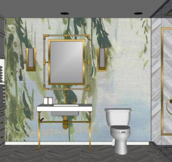 现代浴室间SU模型下载_sketchup草图大师SKP模型