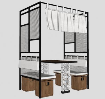日式卡座座椅SU模型下载_sketchup草图大师SKP模型