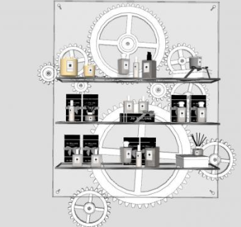 齿轮装饰架墙装饰SU模型下载_sketchup草图大师SKP模型