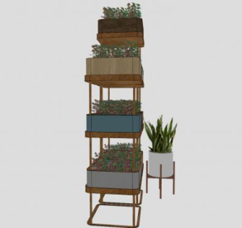多层花架植物花架SU模型下载_sketchup草图大师SKP模型