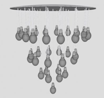 装饰吊灯多灯泡SU模型下载_sketchup草图大师SKP模型