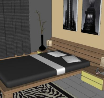 房间卧室空间SU模型下载_sketchup草图大师SKP模型