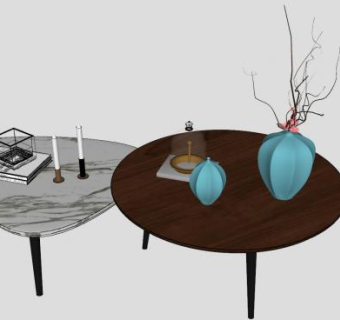 咖啡桌和花瓶SU模型下载_sketchup草图大师SKP模型