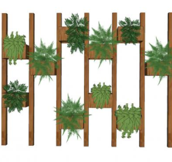 观赏植物墙植物架SU模型下载_sketchup草图大师SKP模型