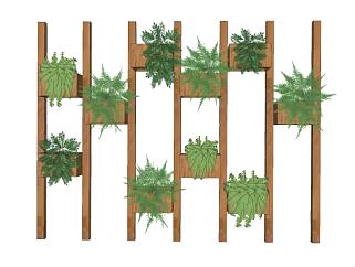 观赏植物墙植物架SU模型下载_sketchup草图大师SKP模型