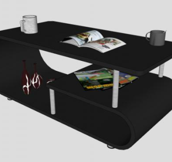 烤漆玻璃茶几书本SU模型下载_sketchup草图大师SKP模型