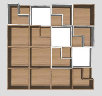 阶梯型造型书柜书架SU模型下载_sketchup草图大师SKP模型