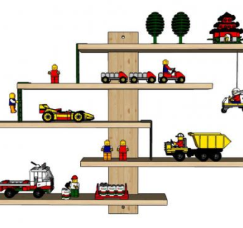 书架上的玩具集合SU模型下载_sketchup草图大师SKP模型