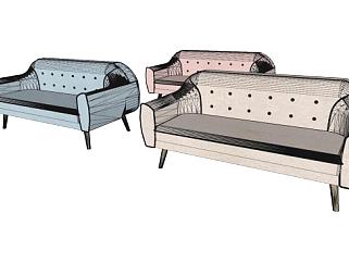 现代简易三色沙发SU模型下载_sketchup草图大师SKP模型