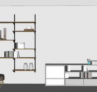 挂墙书架和书柜SU模型下载_sketchup草图大师SKP模型