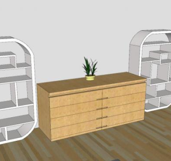 一套书房家具SU模型下载_sketchup草图大师SKP模型