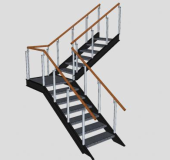 转角楼梯扶手SU模型下载_sketchup草图大师SKP模型