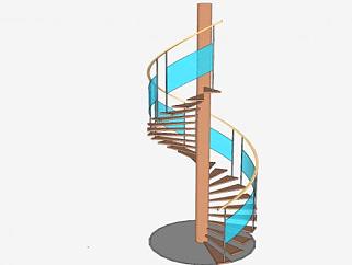 室内护栏旋转楼梯sketchup模型下载_sketchup草图大师SKP模型