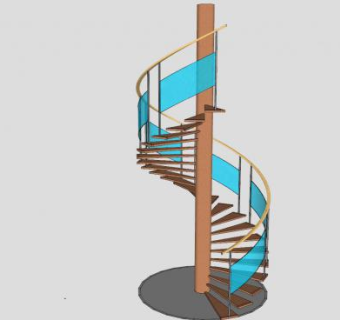室内护栏旋转楼梯sketchup模型下载_sketchup草图大师SKP模型