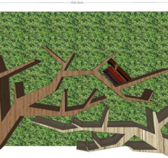 创意树形书架SU模型下载_sketchup草图大师SKP模型