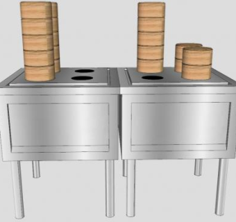 小笼包蒸饺的包子蒸炉蒸锅SU模型下载_sketchup草图大师SKP模型