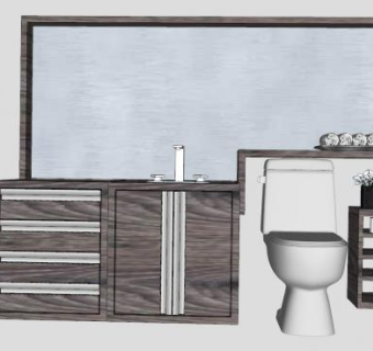 台盆柜和马桶SU模型下载_sketchup草图大师SKP模型