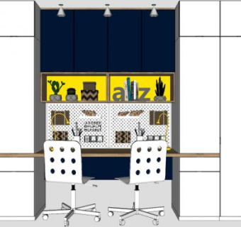 衣柜组合书桌SU模型下载_sketchup草图大师SKP模型