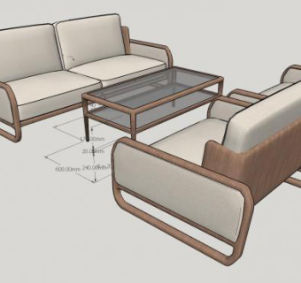 小型家用沙发茶几SU模型下载_sketchup草图大师SKP模型