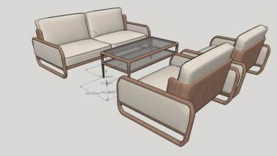 小型家用沙发茶几SU模型下载_sketchup草图大师SKP模型