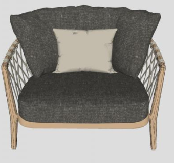 木质扶手椅SU模型下载_sketchup草图大师SKP模型