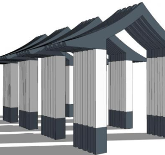 廊架景观小品SU模型下载_sketchup草图大师SKP模型