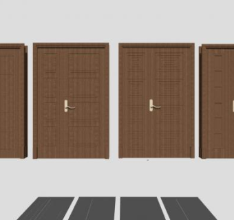 防盗门子母门SU模型下载_sketchup草图大师SKP模型