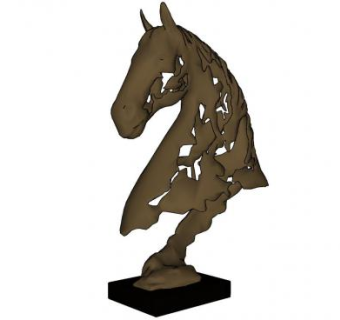 马头工艺品陈设摆件SU模型下载_sketchup草图大师SKP模型