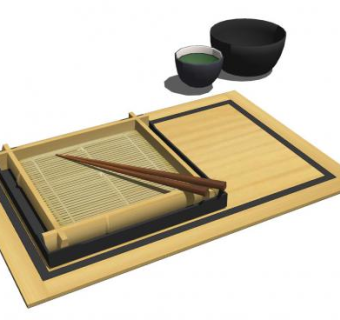 日式茶具餐盘筷子SU模型下载_sketchup草图大师SKP模型