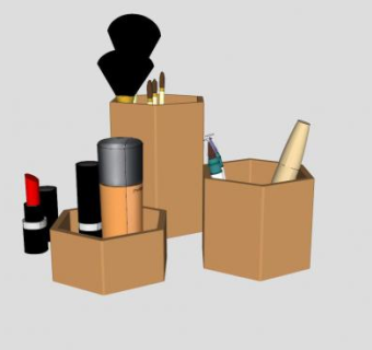 女士化妆品集合口红护肤品SU模型下载_sketchup草图大师SKP模型