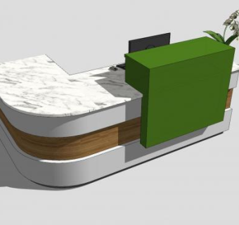 收银台前台柜接待前台SU模型下载_sketchup草图大师SKP模型