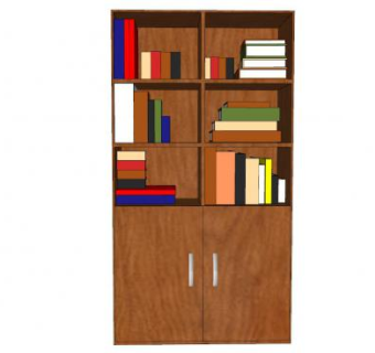简单的木制书柜书架SU模型下载_sketchup草图大师SKP模型