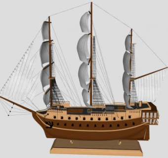 一帆风顺寓意船摆件SU模型下载_sketchup草图大师SKP模型